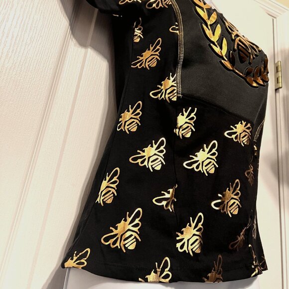 Mystiq 3D Black & Gold Queen Bee Stretch Top-Med-"To Make You Feel Unique" - Picture 5 of 14